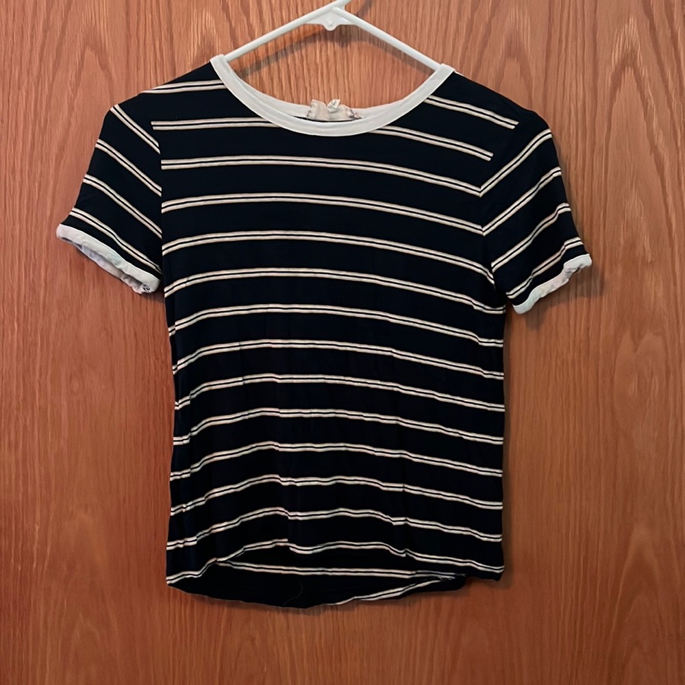 XS Navy and Yellow striped Tee